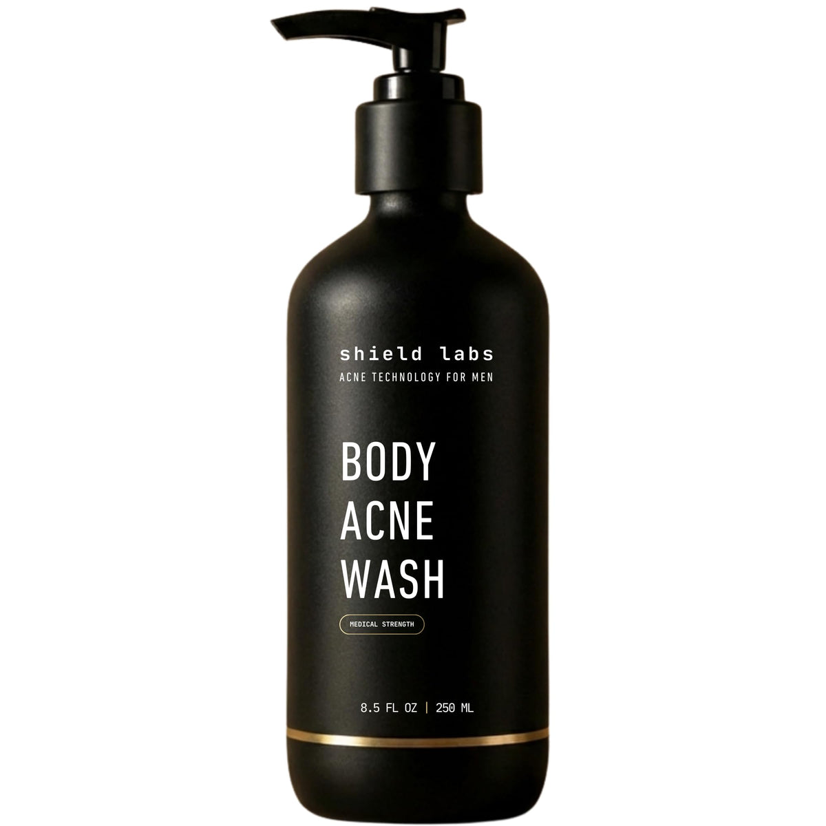 Shield Men's Acne Body Wash front view 8.5 oz bottle