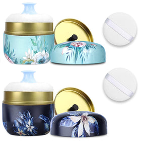 SHIMIDO Body Powder Puff and Container front view with large puff