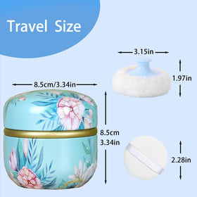 SHIMIDO Body Powder Puff and Container side view showing removable lid