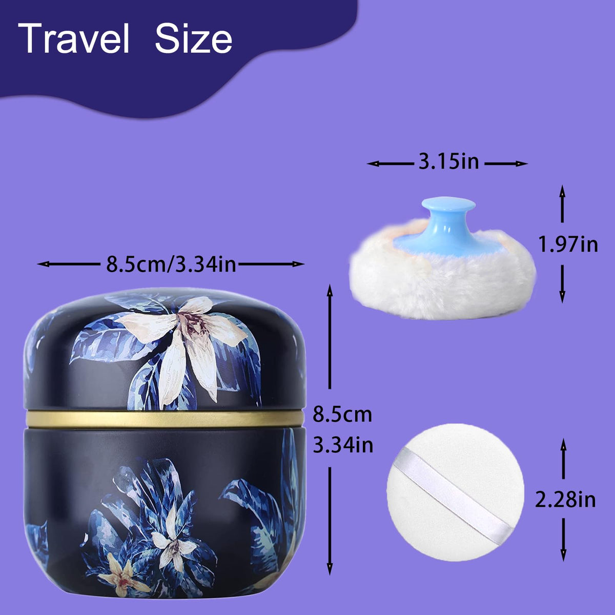 SHIMIDO Body Powder Puff Container side view