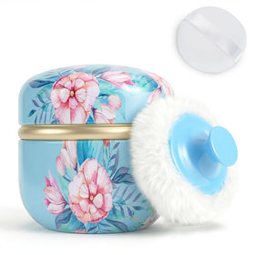 SHIMIDO Body Powder Puff Set with container front view