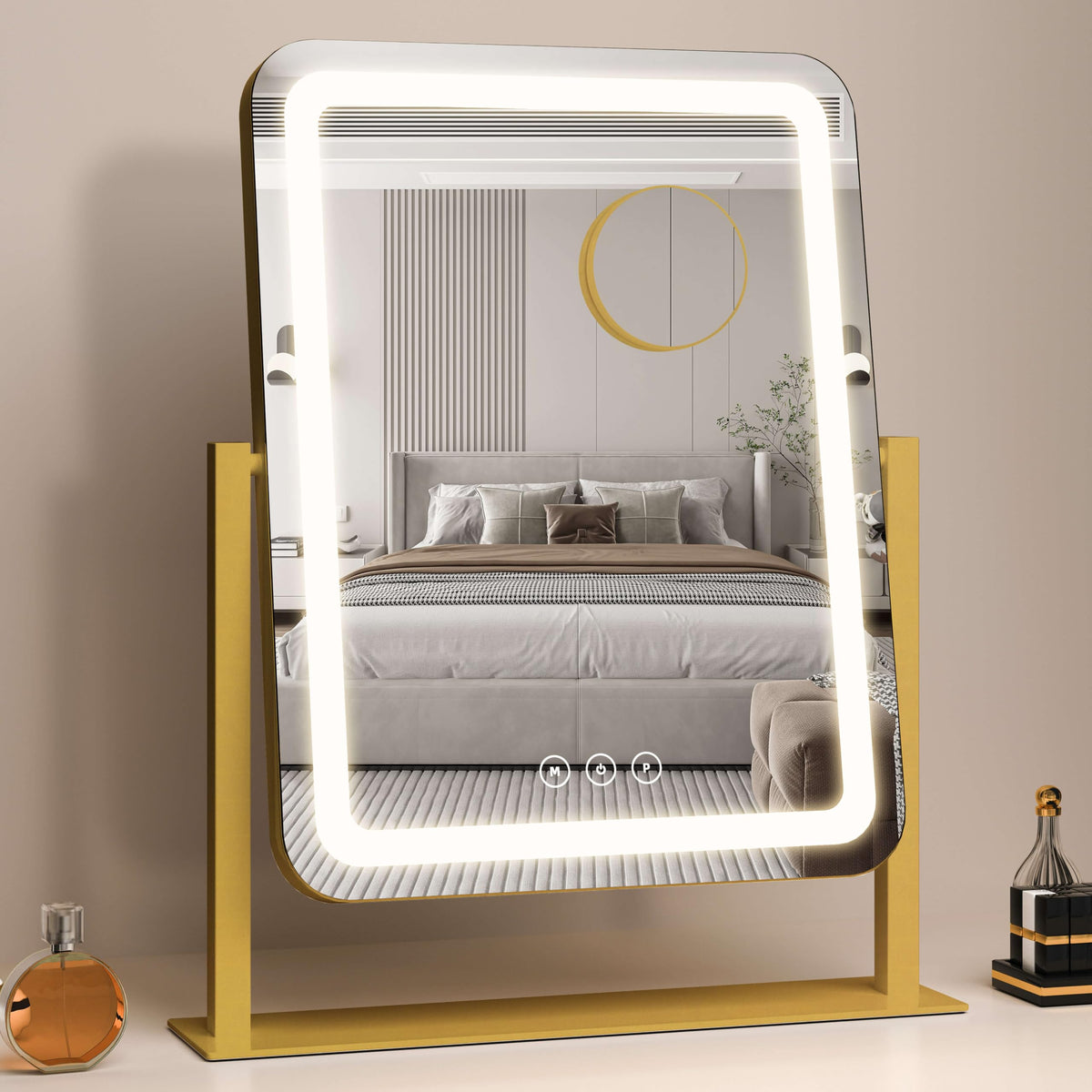 Shinerva LED Makeup Mirror front view with lights