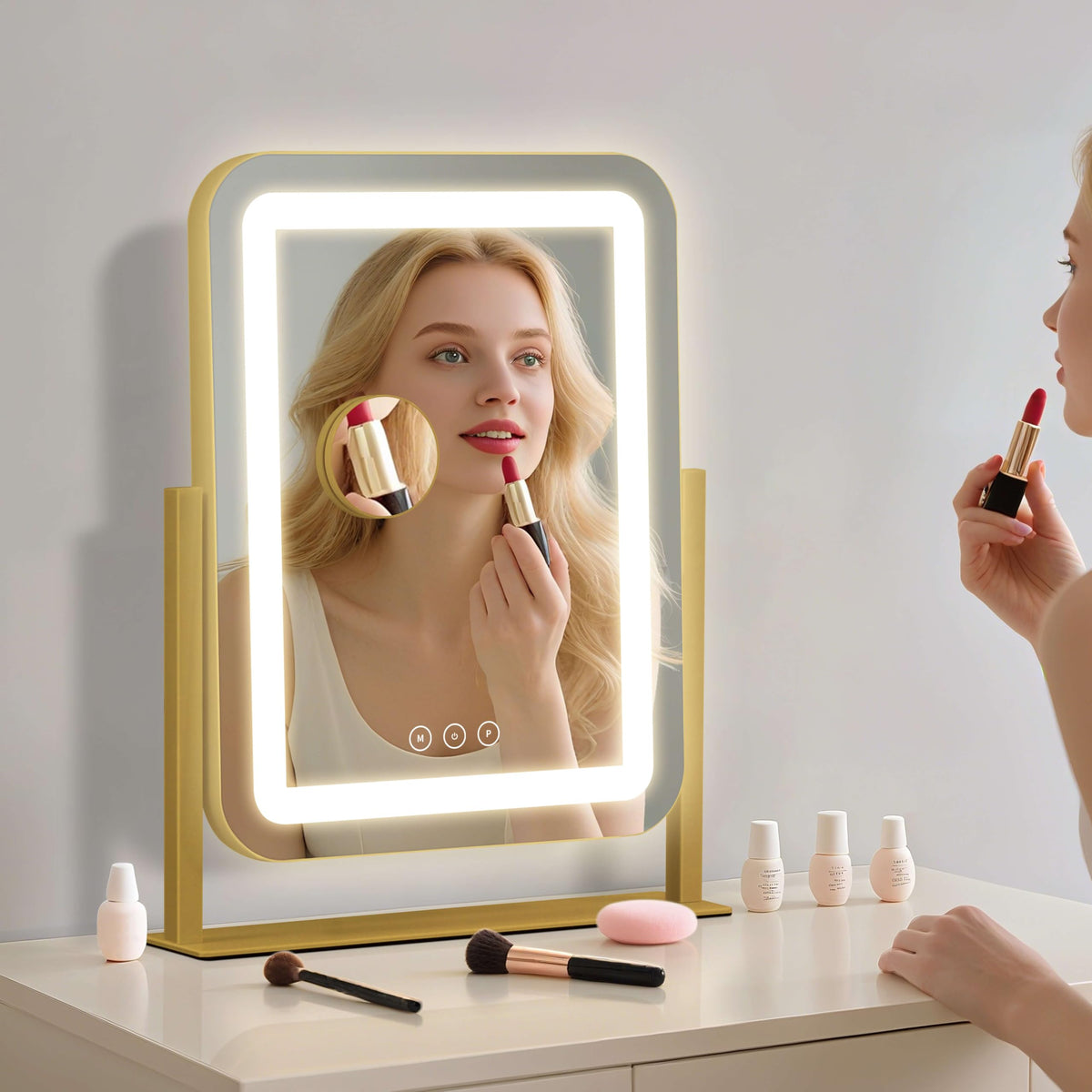 Shinerva LED Makeup Mirror in a stylish bedroom setting