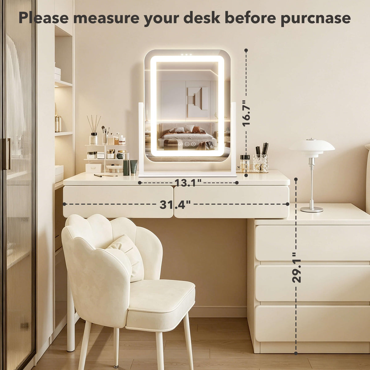 Shinerva LED Makeup Mirror packaging and accessories