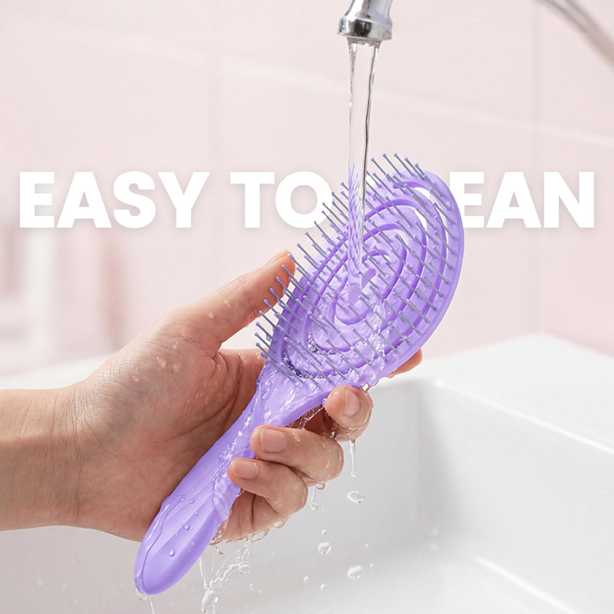 SHINLEA Detangle Hair Brush on a bathroom counter