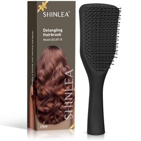 SHINLEA Detangler Hair Brush front view in black