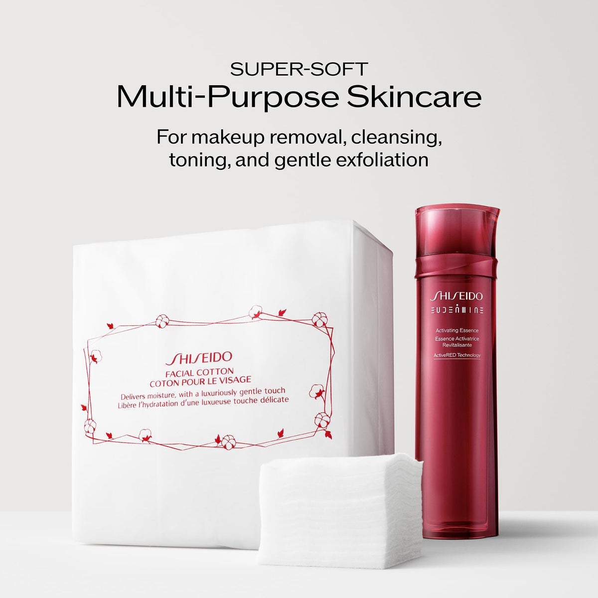 Shiseido Facial Cotton Pads stacked showing texture
