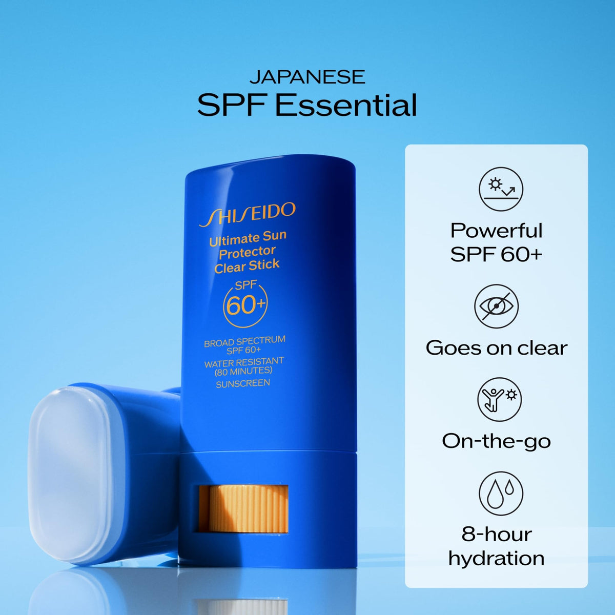 Shiseido Ultimate Sun Protector Clear Stick SPF 60+ applied on skin