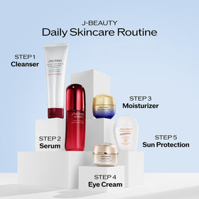 Shiseido Urban Environment Oil-Free Sunscreen in a skincare routine setup