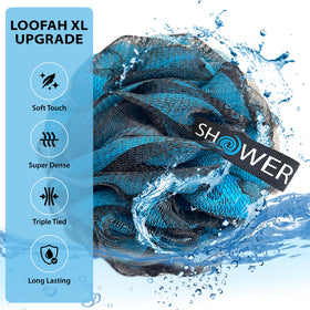 Shower Bouquet loofah with activated charcoal detail