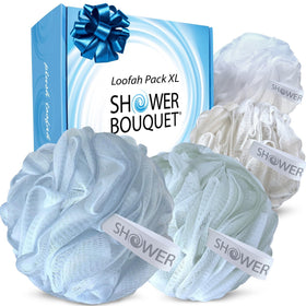 Shower Bouquet XL Loofah Bath Sponge pastel colours front view