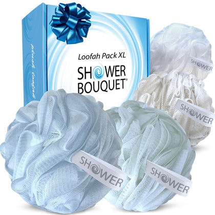 Shower Bouquet XL Loofah Bath Sponge pastel colours front view