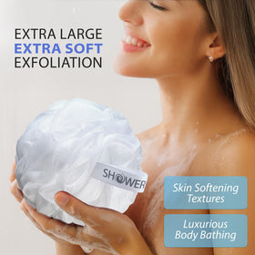 Shower Bouquet XL Loofah Bath Sponge sage-green and warm-tan