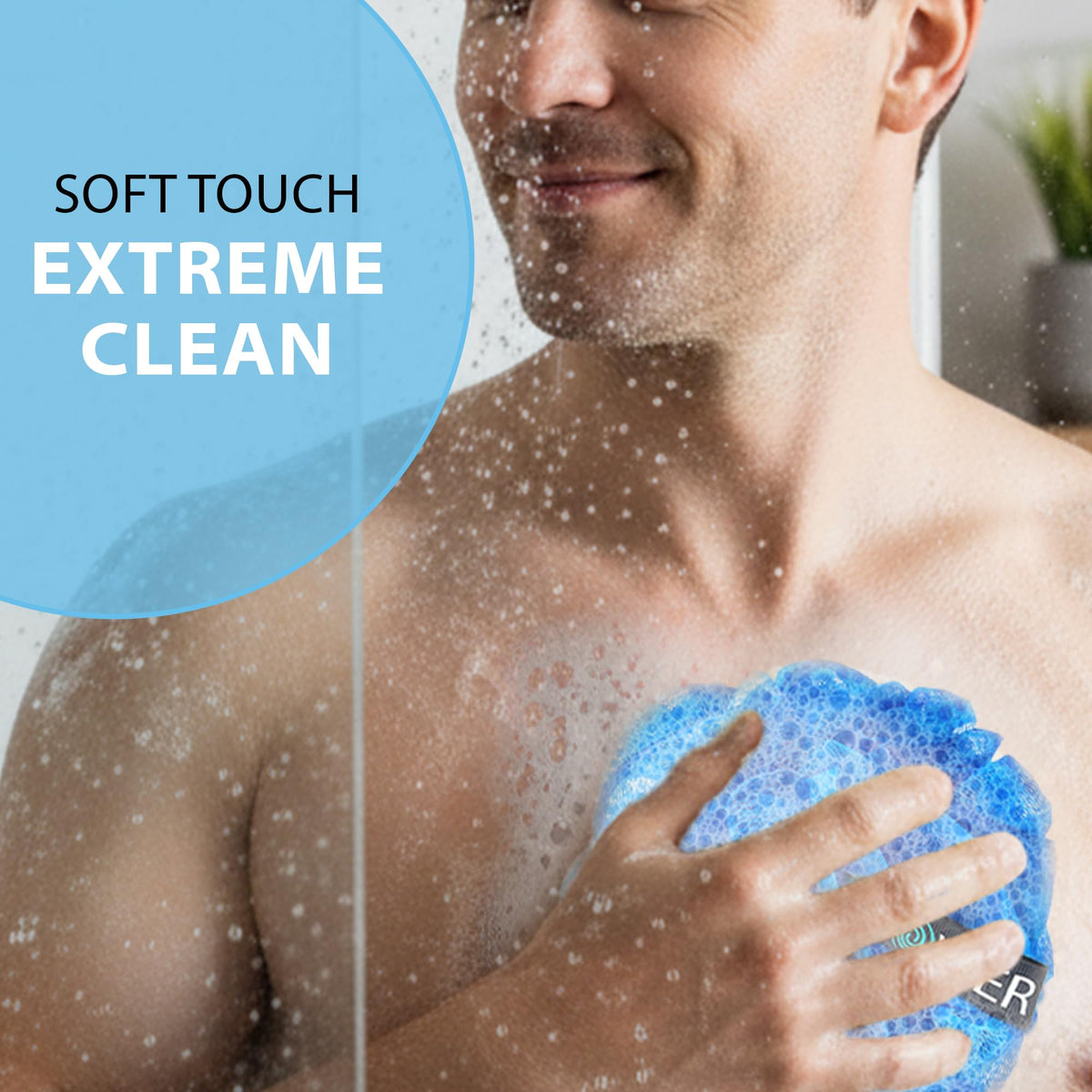 Shower Bouquet XL Loofah in blue-lavender colour
