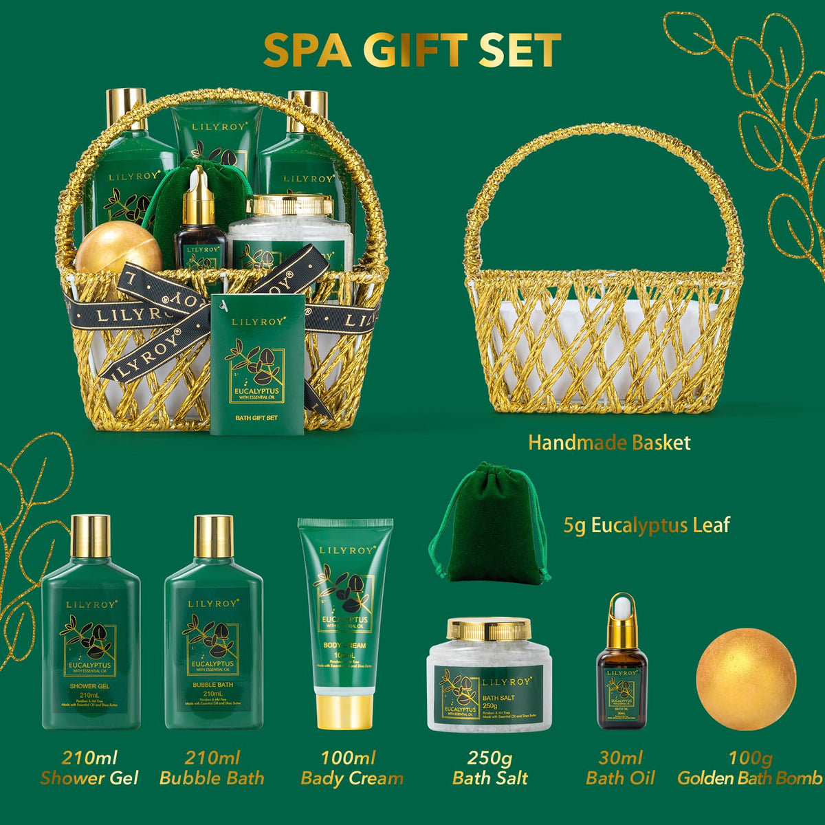 Shower gel and bubble bath from LILY ROY Eucalyptus Spa set
