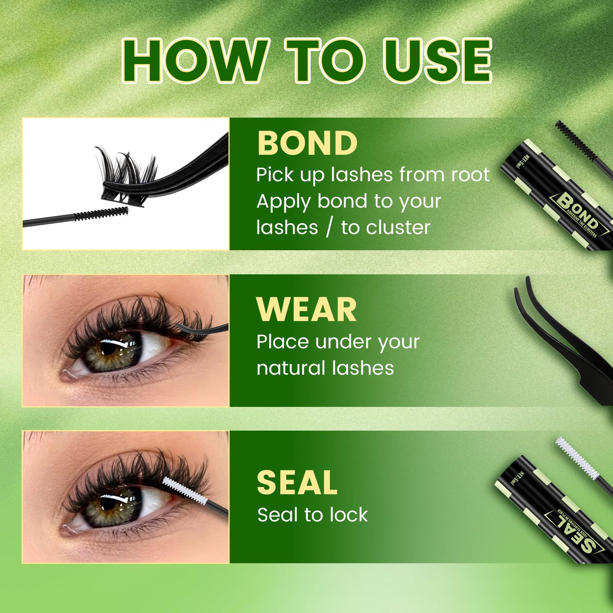 Showing realistic appearance of lash clusters