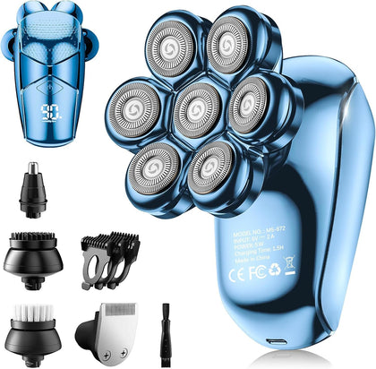 SHPAVVER 5-in-1 Electric Head Shaver dark blue model front view