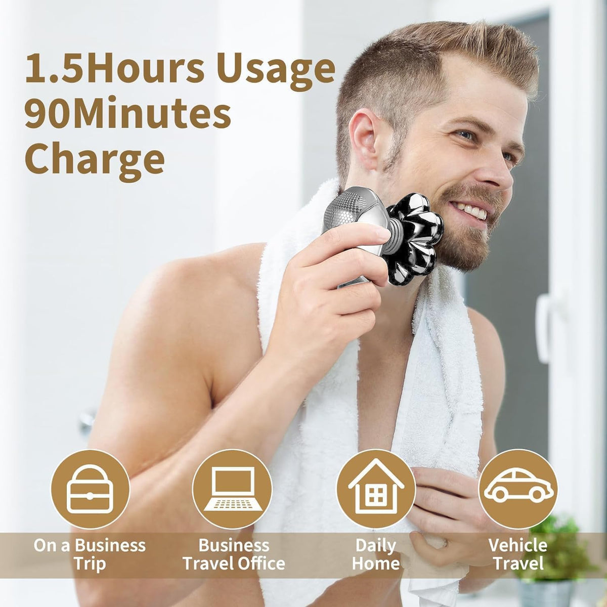 SHPAVVER 5-in-1 head shaver in use during a shower