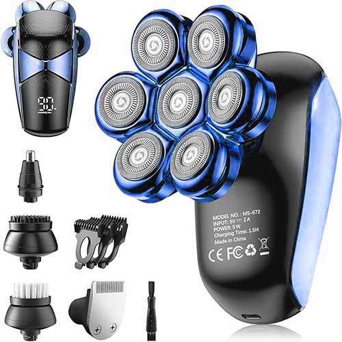 SHPAVVER ETHUP 5-in-1 Electric Razor front view with 7D floating blades