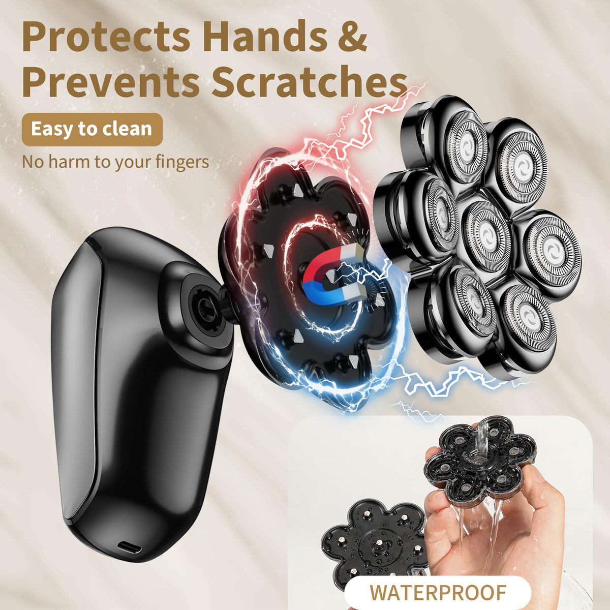 SHPAVVER head shaver with all five attachments displayed