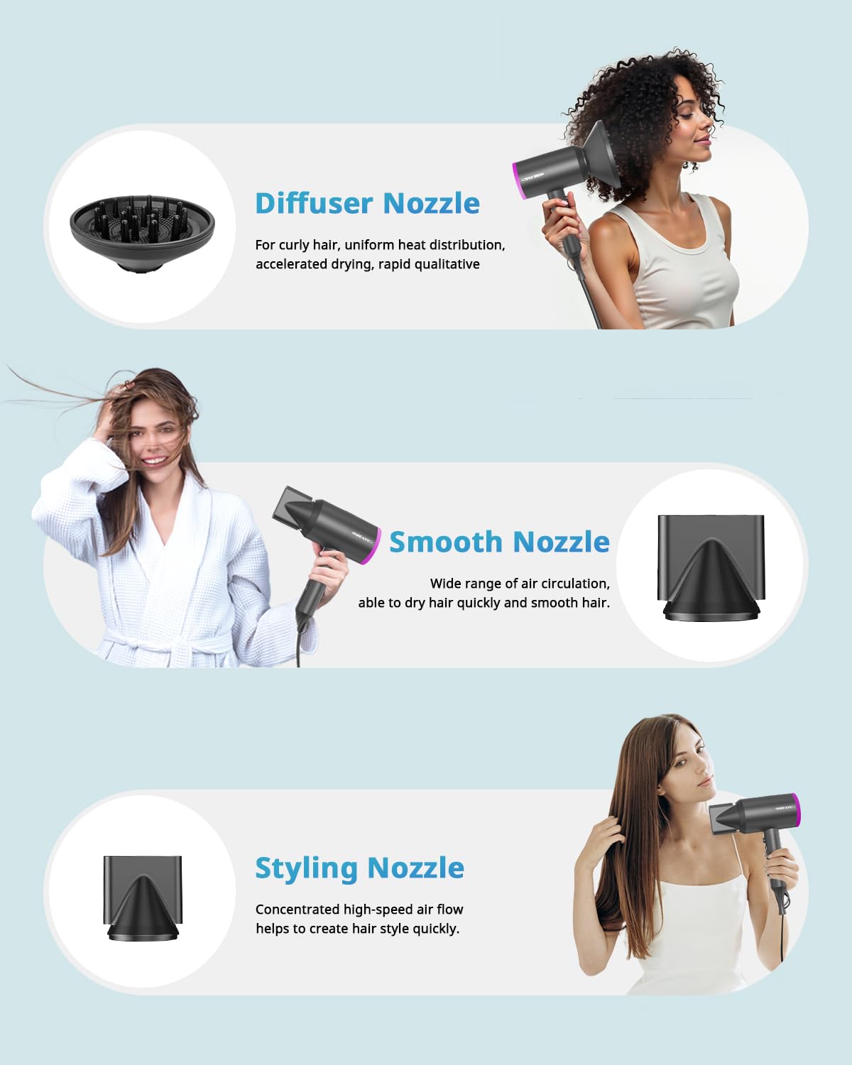SHRATE Ionic Hair Dryer compact design next to a travel bag
