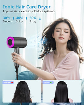 SHRATE Ionic Hair Dryer in use styling curly hair