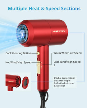 SHRATE Ionic Hair Dryer with all three nozzle attachments displayed