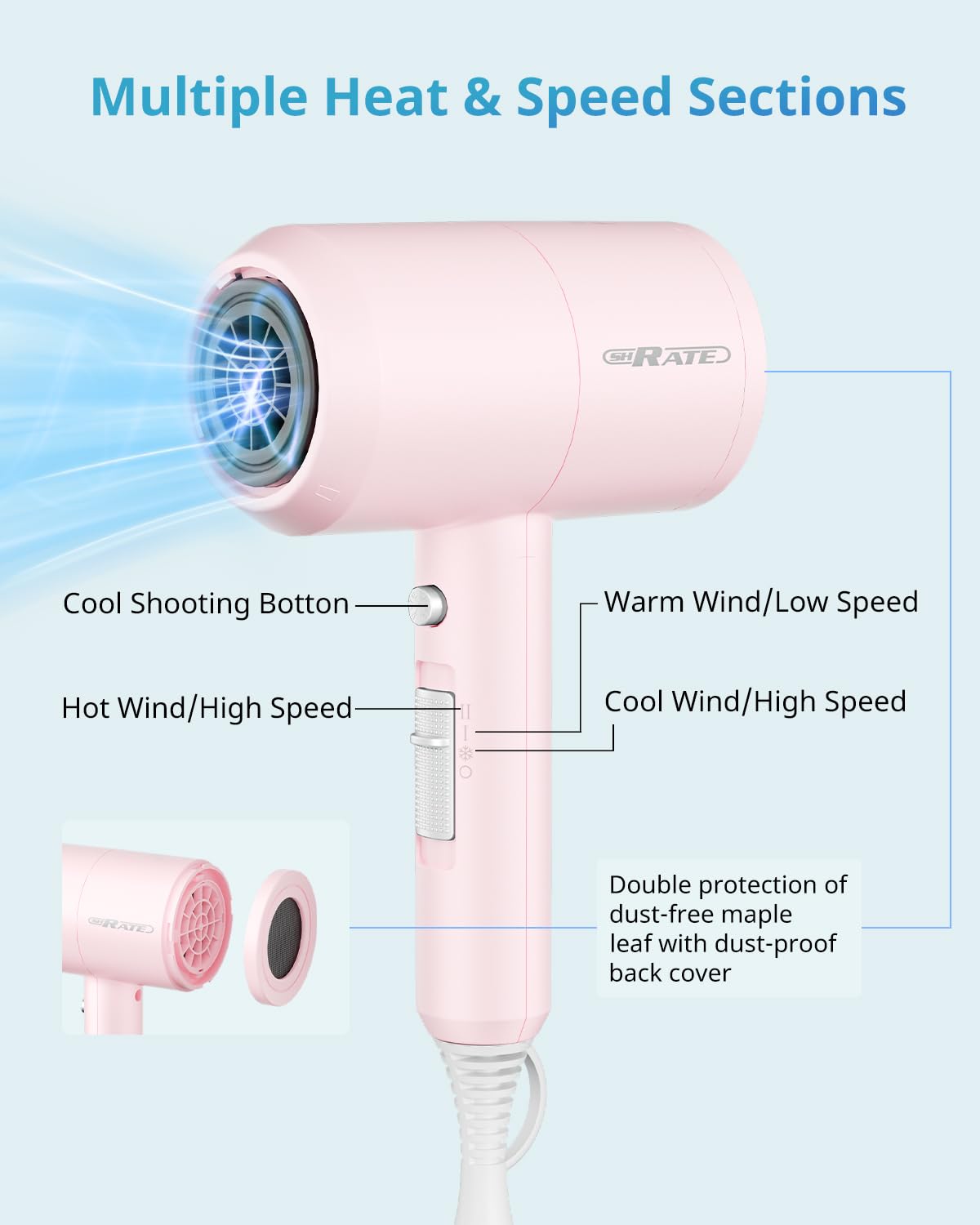 SHRATE Ionic Hair Dryer with diffuser attachment