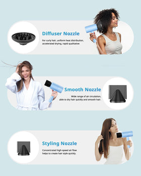SHRATE Ionic Hair Dryer with styling nozzle for versatile looks