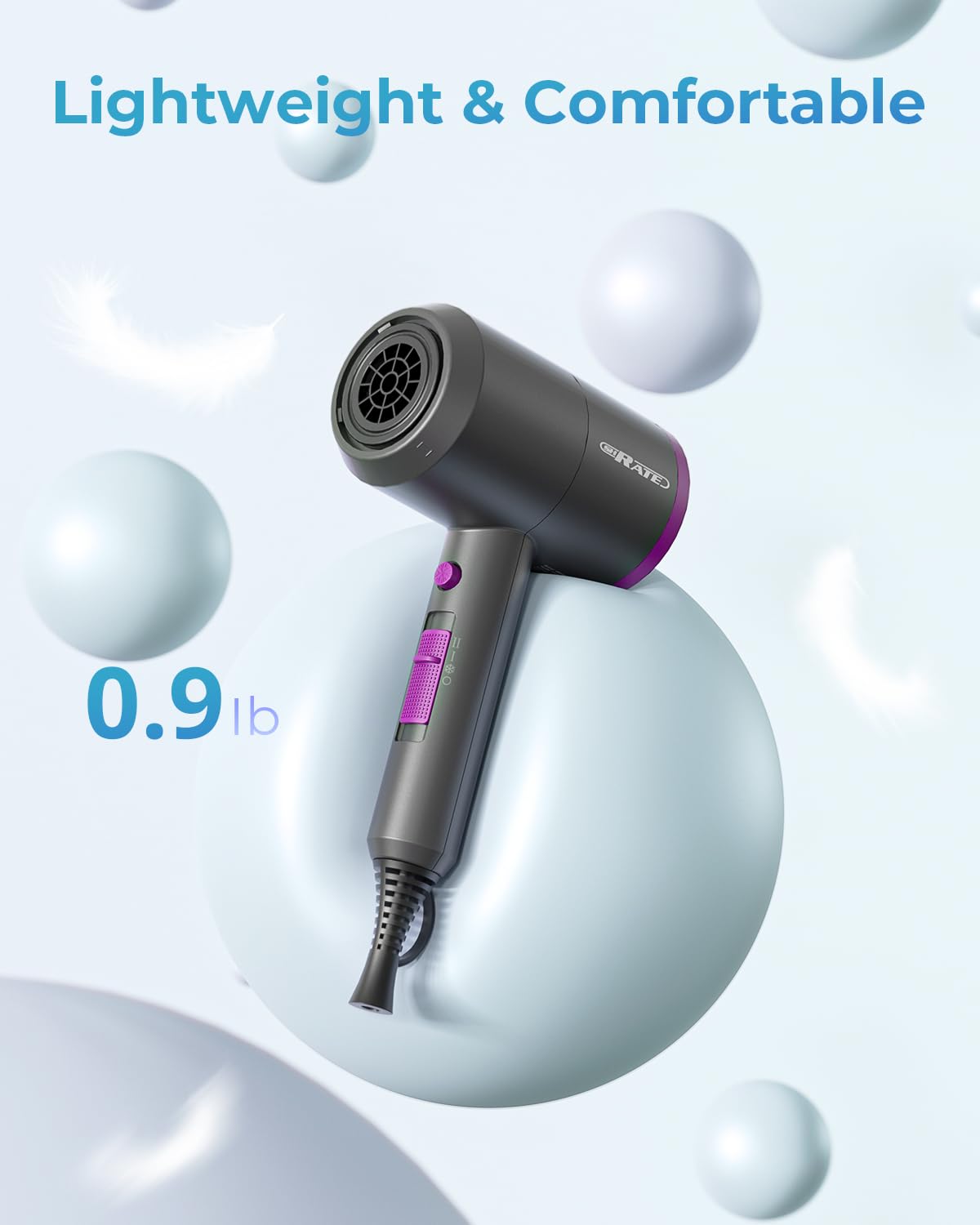 SHRATE Ionic Hair Dryer with three nozzle attachments displayed