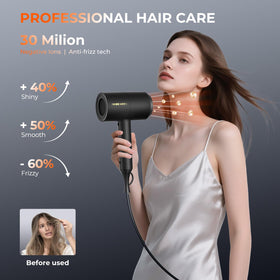 SHRATE Ionic Hair Dryer with three nozzle attachments displayed