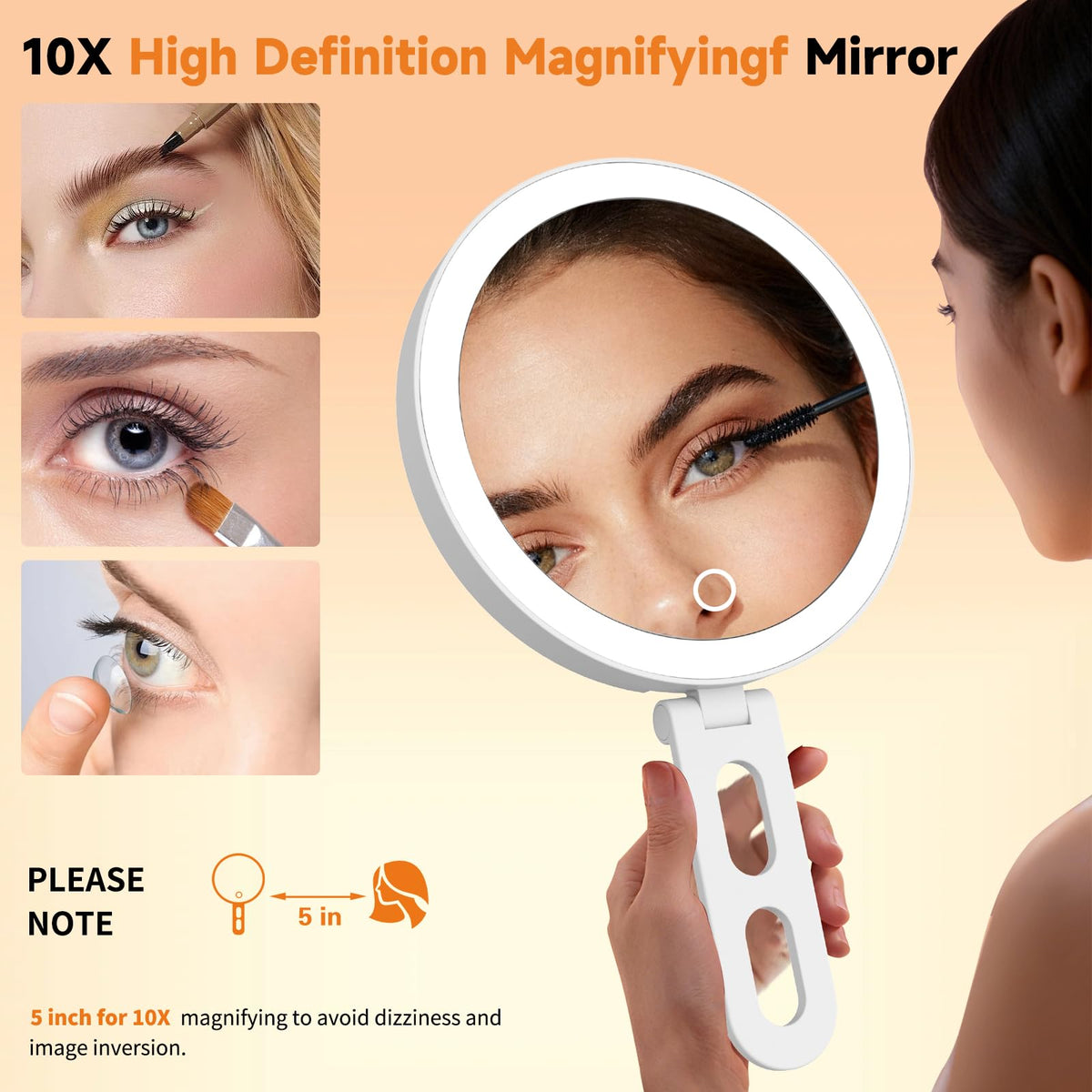 sicotool Travel Makeup Mirror demonstrating adjustable lighting