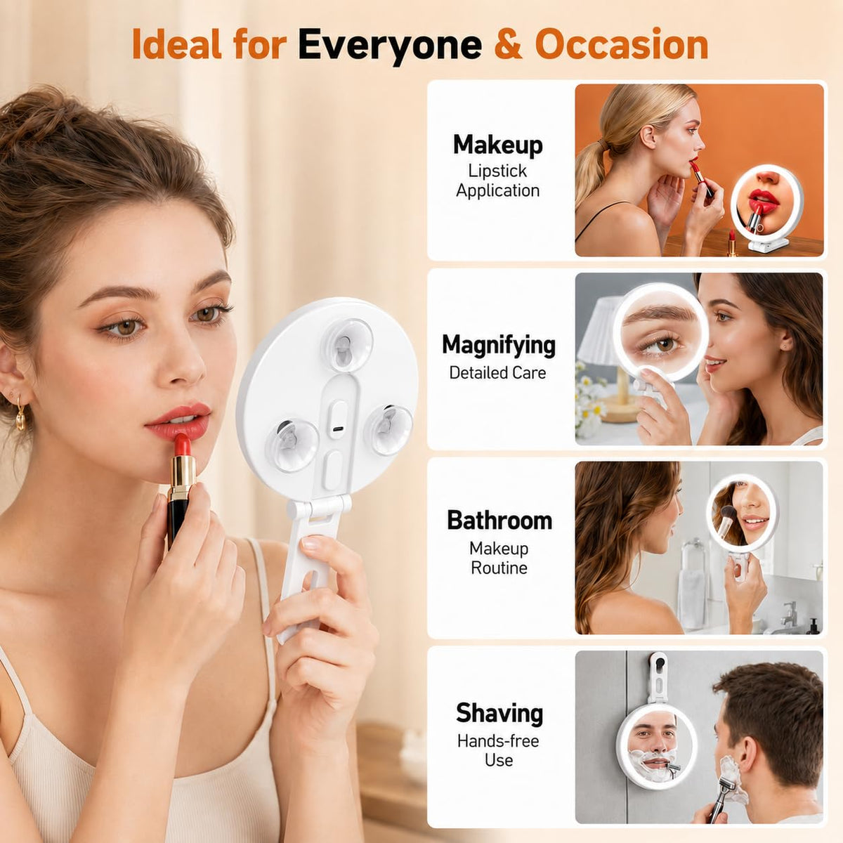 sicotool Travel Makeup Mirror with suction cup attached