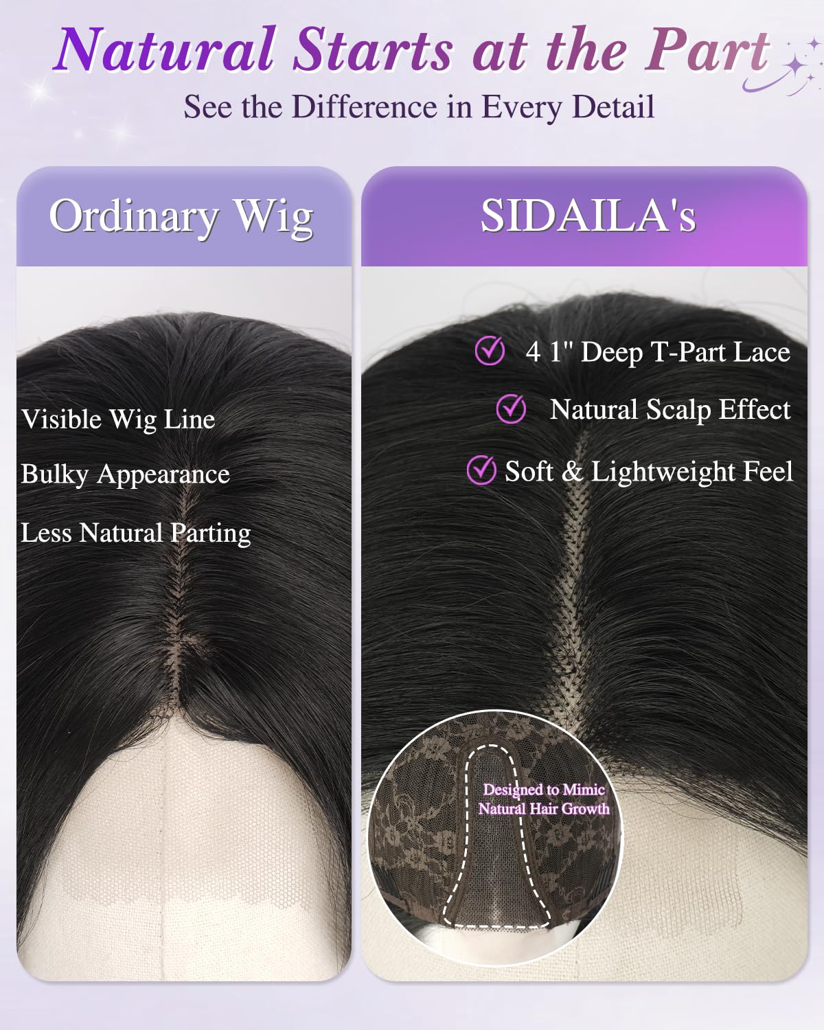 Sidaila Ash Brown Highlight T Part Lace Front Wig back view