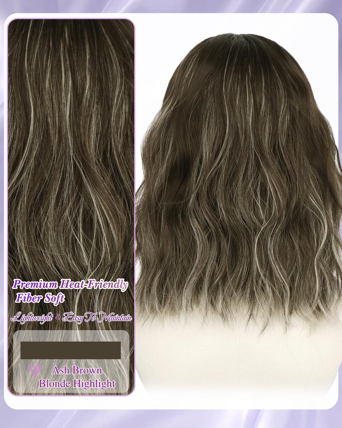 Sidaila Ash Brown Highlight T Part Lace Front Wig close-up of lace