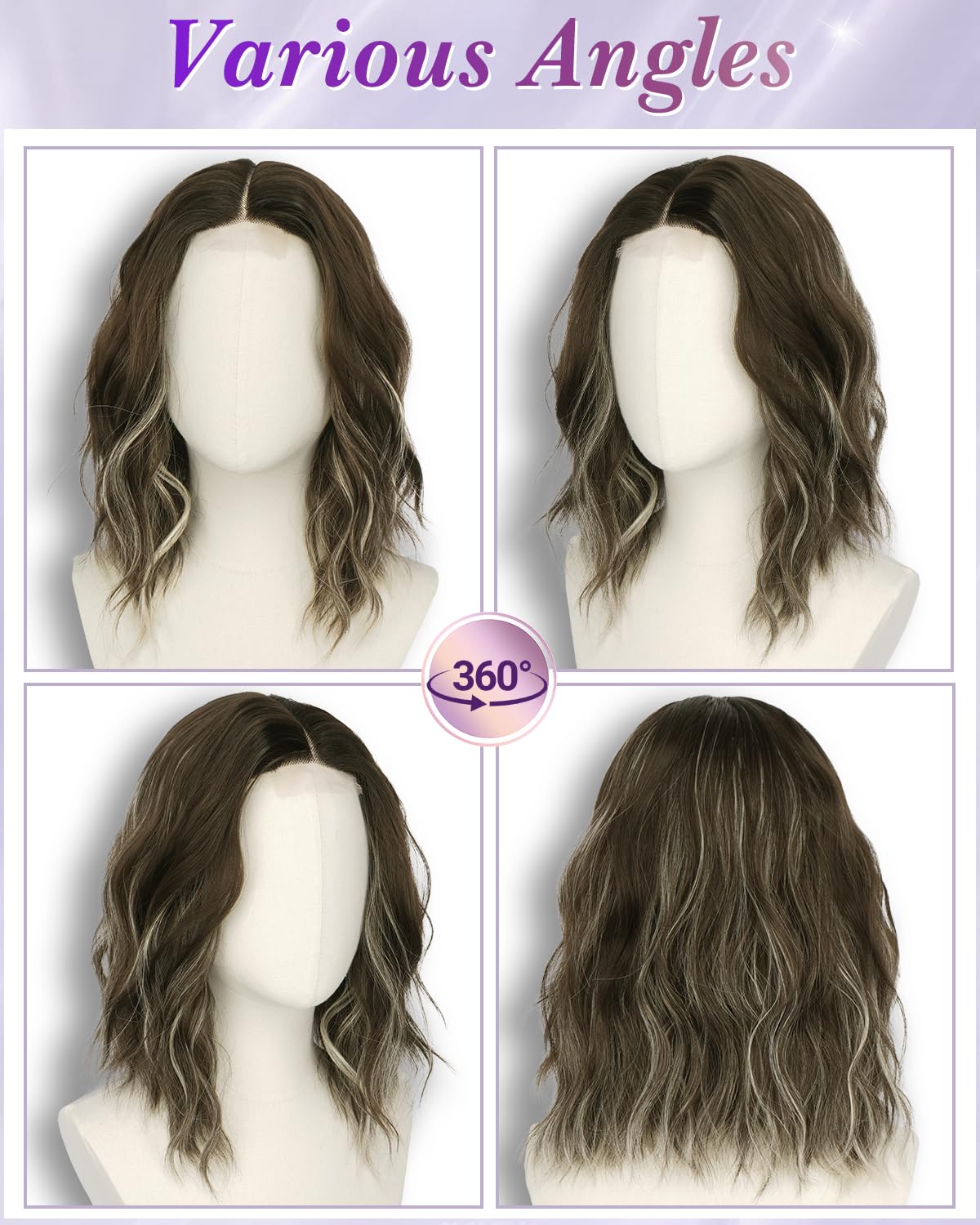 Sidaila Ash Brown Highlight T Part Lace Front Wig packaging
