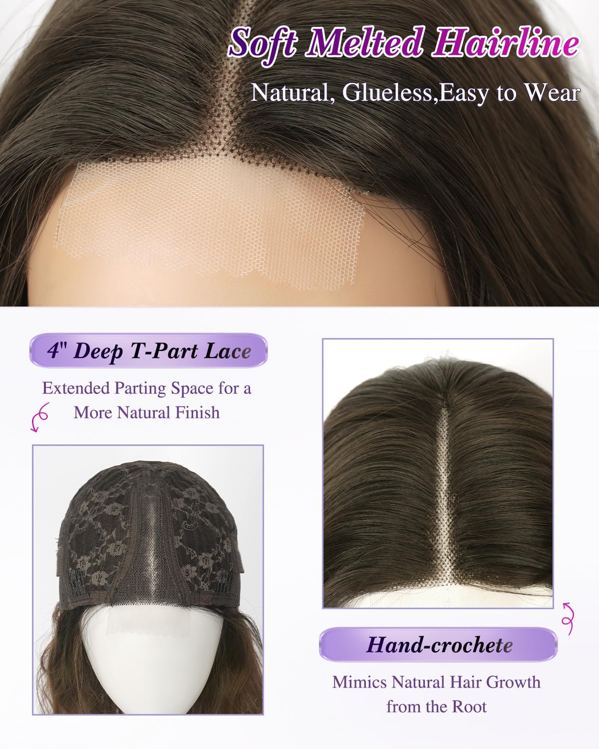 Sidaila Ash Brown Highlight T Part Lace Front Wig side view