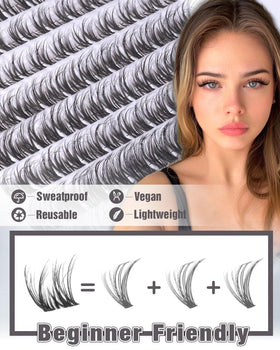 Side view of ALICE Spider Breeze Lash Clusters showcasing wispy design