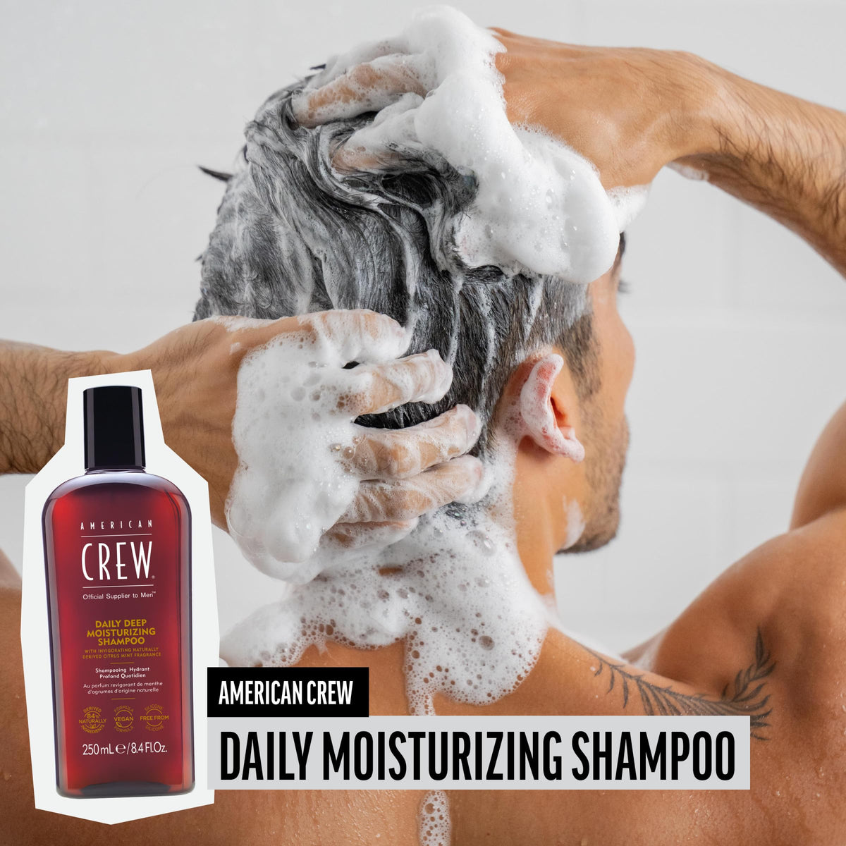 Side view of AMERICAN CREW Deep Moisturizing Shampoo with label