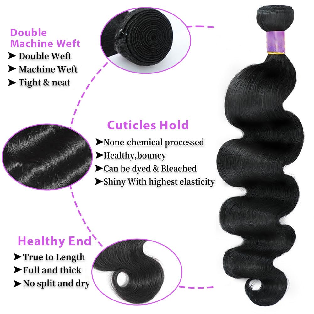 Side view of ANNELBEL 12A Body Wave Bundle, natural black