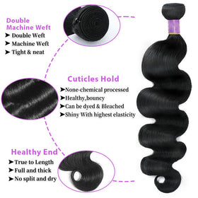 Side view of ANNELBEL 12A Body Wave Bundle, natural black