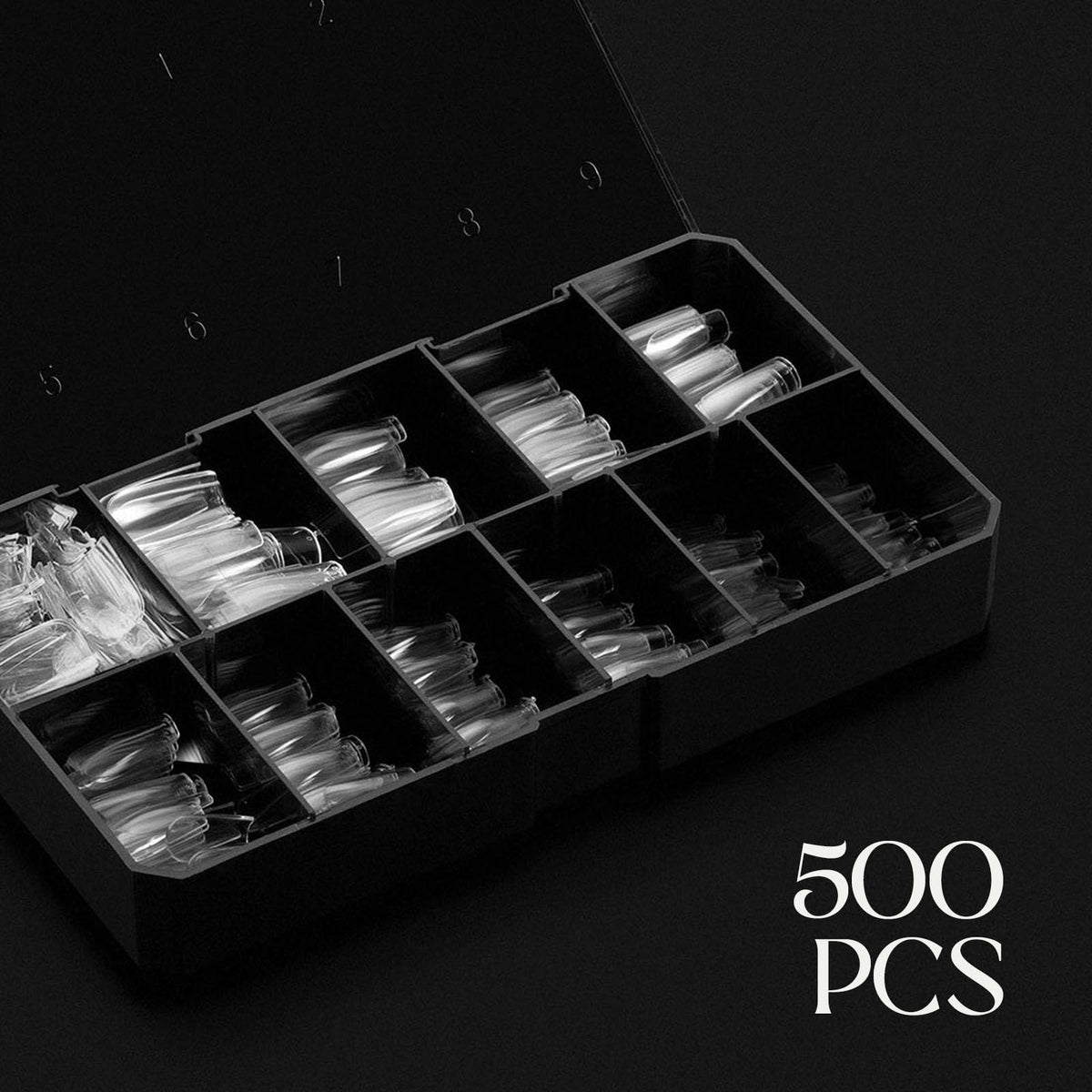 Side view of APRÉS Gel-X Natural Square Medium Tip Box