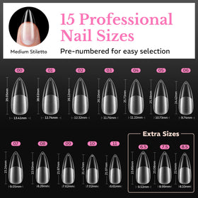 Side view of AZUREBEAUTY Medium Stiletto Nail Tips