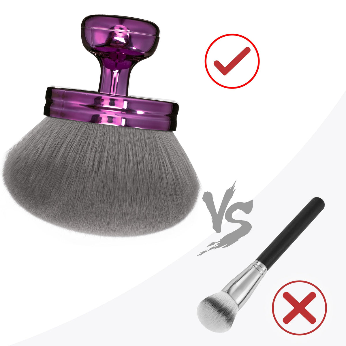 Side view of BABYSHEEP Kabuki Brush demonstrating ergonomic handle