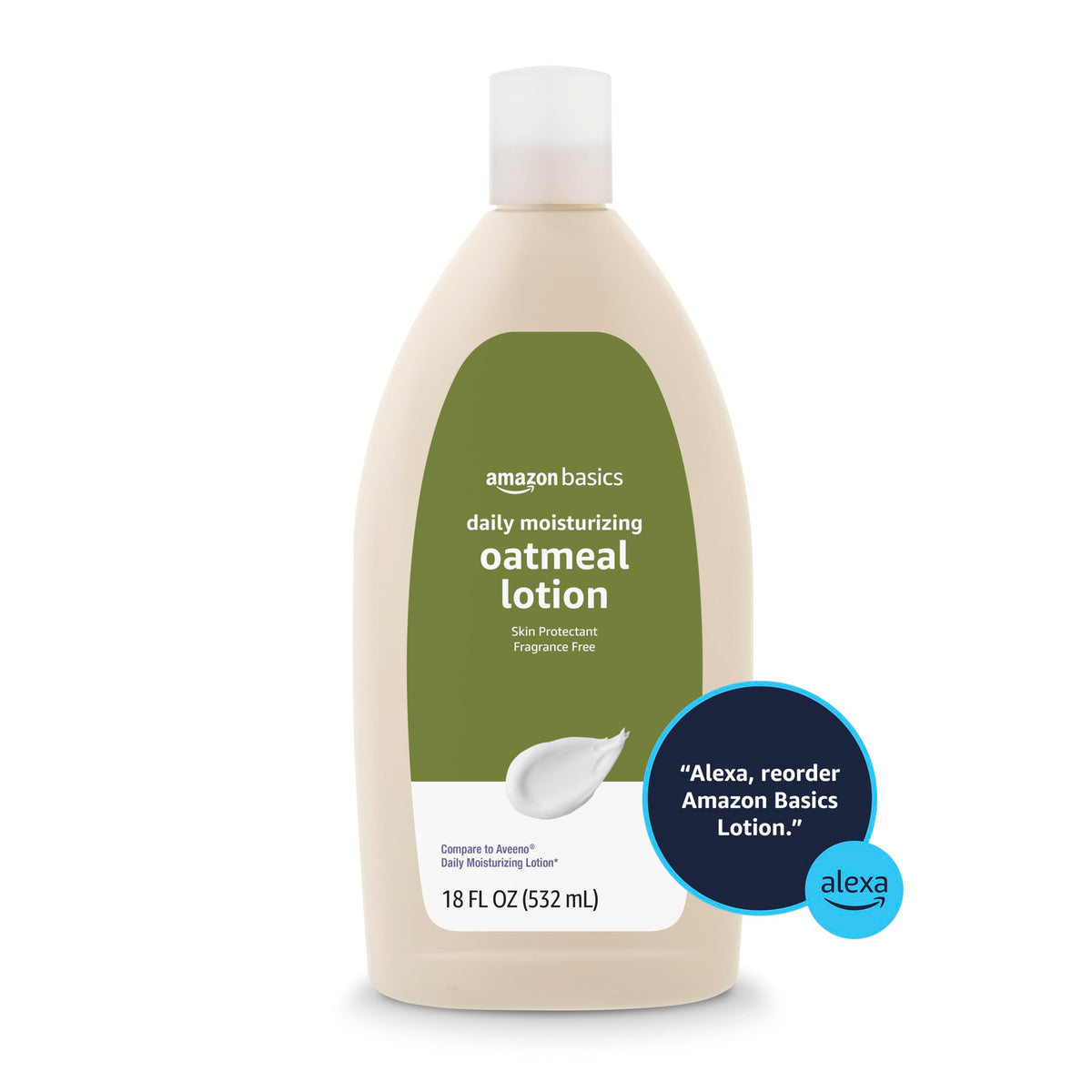 Side view of Basics Daily Moisturizing Oatmeal Body Lotion bottle