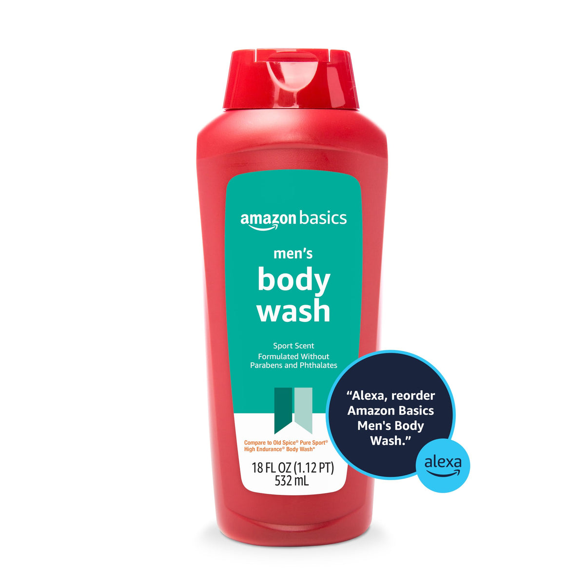 Side view of Basics Men's Body Wash showing ingredients