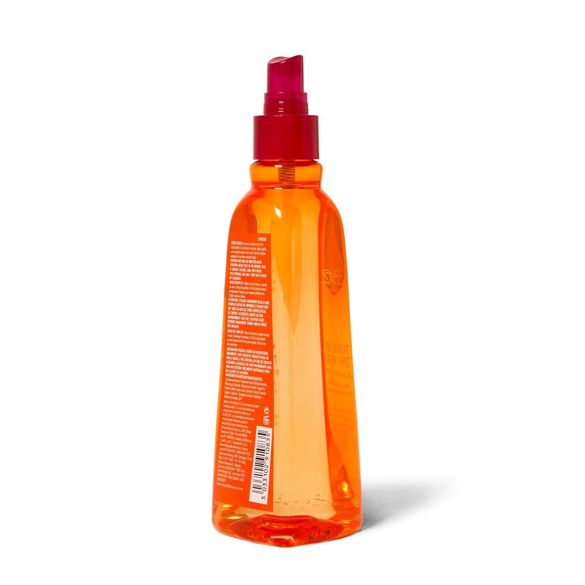 Side view of Beyond the Zone Turn Up The Heat Protection Spray bottle