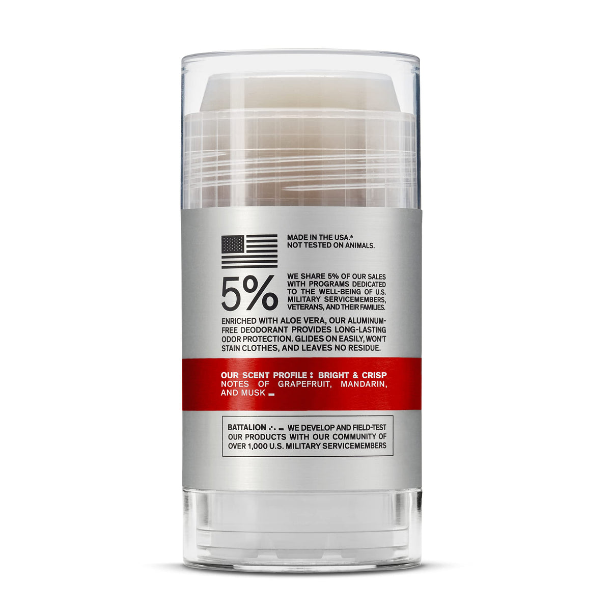Side view of Bravo Sierra Aluminum-Free Deodorant stick