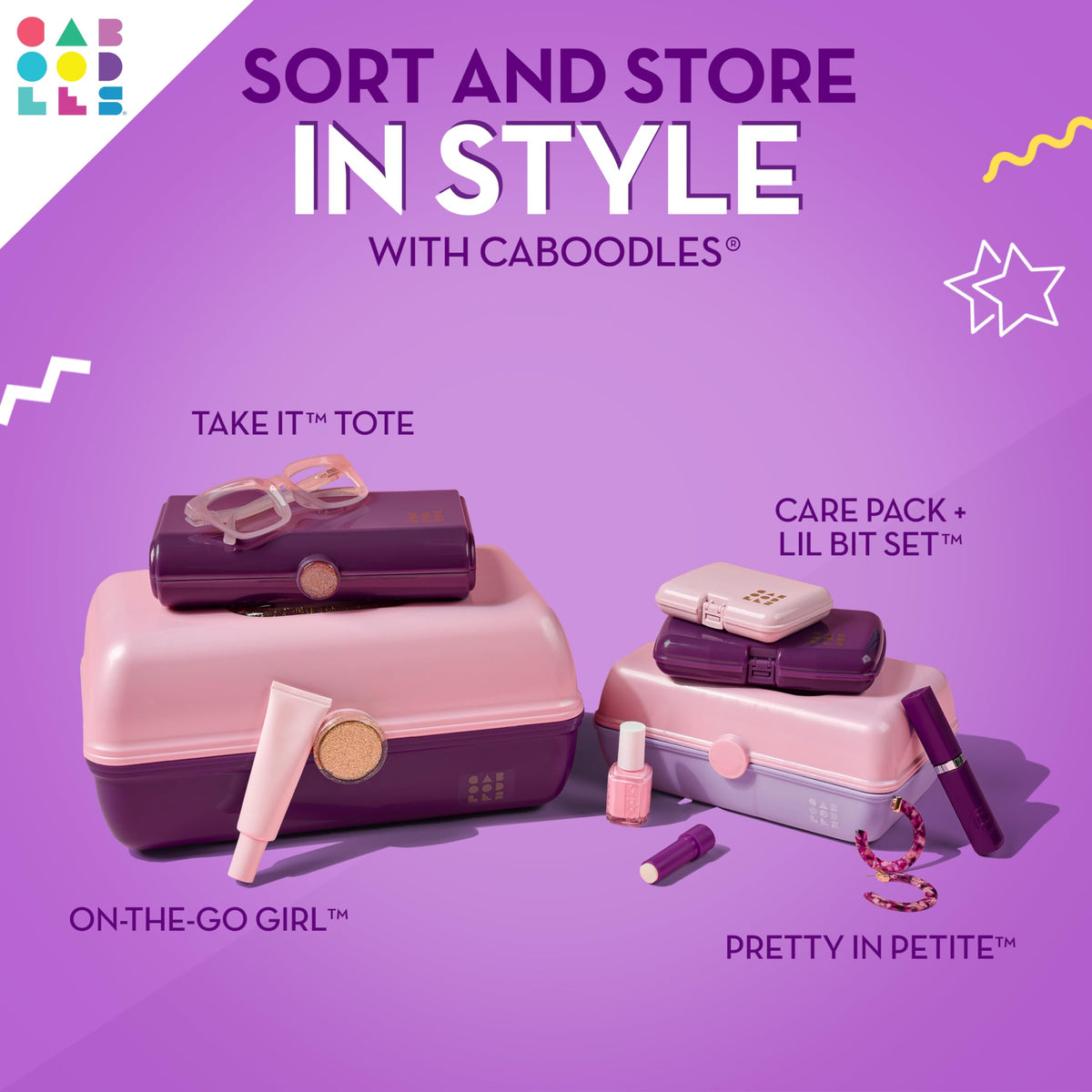 Side view of Caboodles On-The-Go Girl Makeup Box