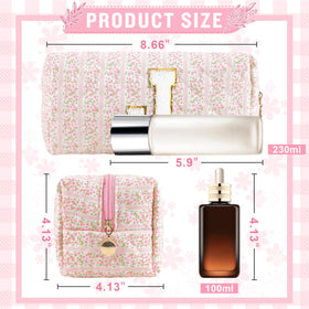 Side view of ChaoGreat pink floral cosmetic bag